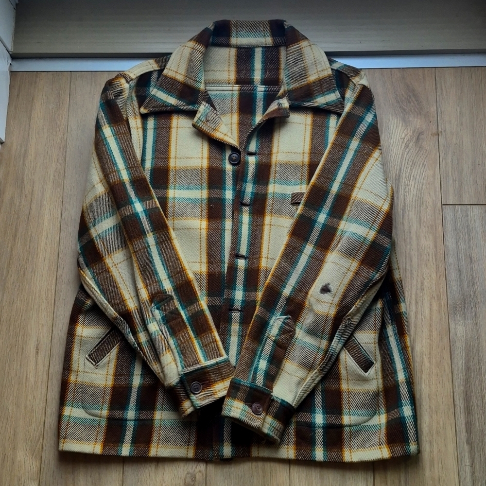 Woolrich Vintage Plad Wool Shacket in Men's Medium Loose Fit